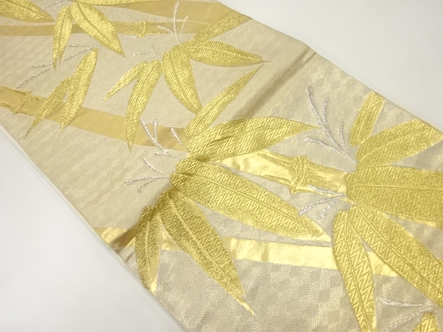 アンティーク　竹笹模様織出し袋帯（材料）